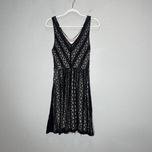 Moulinette Soeurs Anthropologie Black Nude Lace Dress Size XS